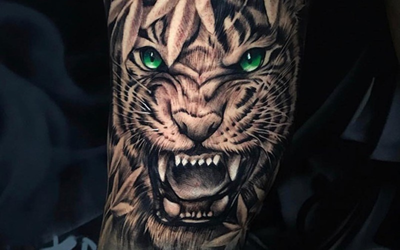 Hình xăm con hổ ở cánh tay