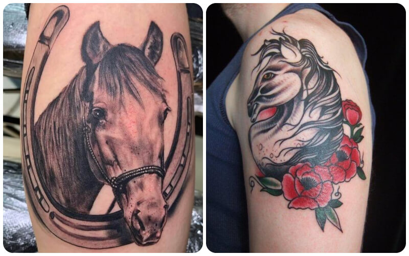 Hình xăm ngựa với móng ngựa hoặc kết hợp với họa tiết hoa