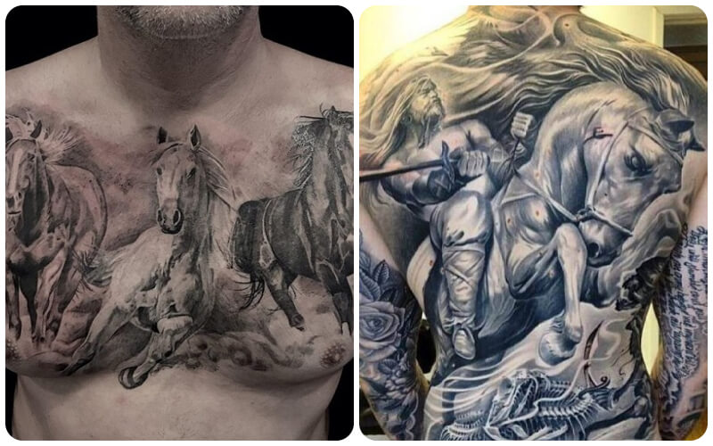 Mẫu xăm hình thiên thần với ngựa hoặc binh lính cưỡi ngựa