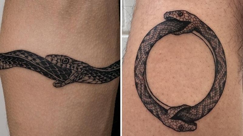 Hình tattoo rắn cắn đuôi
