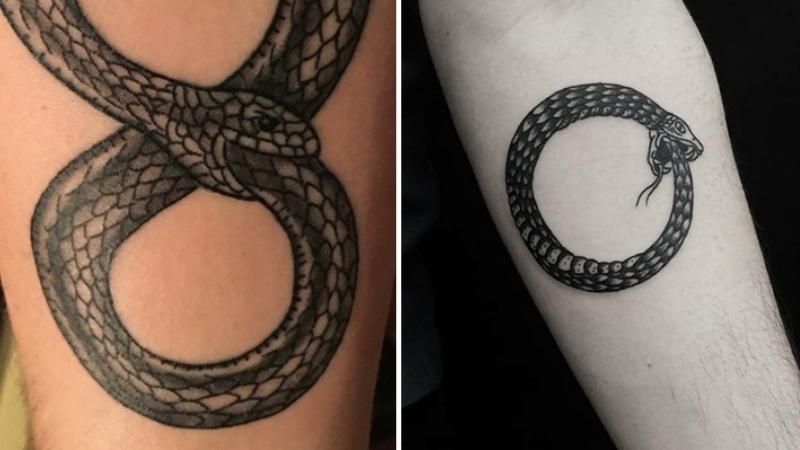 Hình tattoo rắn cắn đuôi thể hiện sự lạc quan