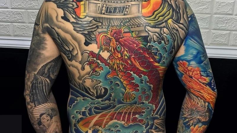 Hình tattoo cá chép hóa rồng